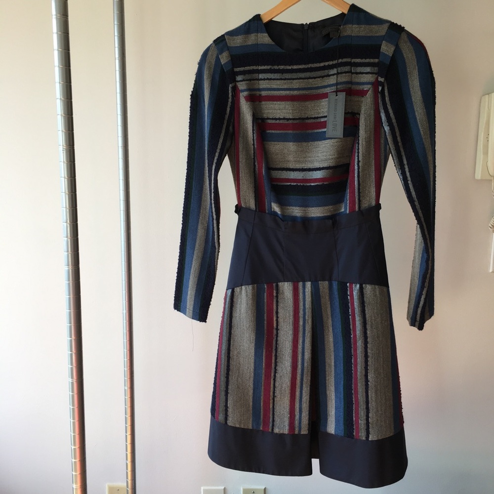 Richard Chai Love Striped longsleeve wool dress